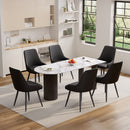 Upholstered Dining Chairs Set of 2 — PU Leather with Thick Cushion, Contemporary Reclining Design
