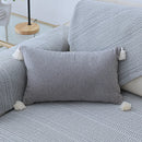 GobekUsa Boho Style Tassel Pillow Cover Set for Sofa Bed, Beige Grey Blue Yellow