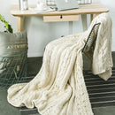 GobekUsa Khaki Beige Chunky Knit Wool Blanket
