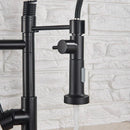 GobekUsa Dual Spout Kitchen Sink Faucet - Matte Black Finish, Deck Mount Spring Mixer