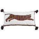 GobekUsa Antique Brown Tiger Print Ethnic Style Pillow Cover with Tassels