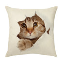 GobekUsa Cute Cat Face Decorative Cushion Cover Soft Linen Pillow for Home Sofa