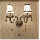 GobekUsa Crystal Wall Lamp: Smoke Grey Shade, European Style, Double Heads