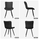 Upholstered Dining Chairs Set of 2 — Modern Armless PU Leather Side Chairs with Metal Legs, Black