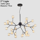 GobekUsa Glass Ball Firefly LED Tree Branch Chandelier Industrial Black Lighting