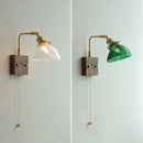 GobekUsa Clear Glass LED Wall Lights with Pull Chain Switch, Rotate Modern Nordic Wall Lamp