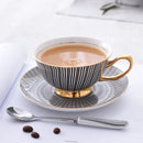 GobekUsa Elegant Gray Tea Cup Set: 200ml Porcelain Coffeeware with Gold Accents