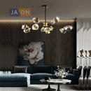 GobekUsa Black Crystal Copper LED Chandelier - Art Deco Hanging Lamp for Dinning Room