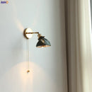 GobekUsa Green Glass LED Wall Lights Pull Chain Switch Indoor Lighting Adjustable Fixtures