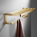 GobekUsa Brushed Gold Bathroom Hardware Set: Towel Rack, Corner Shelf, Paper Holder, Hook, Toilet Brush Holder