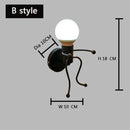 GobekUsa Cartoon Matchstick Man Wall Lamp for Kids Room and Home Decor