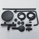 GobekUsa Black Thermostatic Shower Faucet Set Chrome Wall Mount Rainfall Mixer Tap