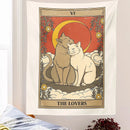 GobekUsa Cat Divination Tarot Card Tapestry Moon Phase Wall Hanging Décor