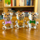 GobekUsa Clear Crystal Teddy Bear Figurines - Glass Animal Paperweight & Home Decor