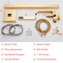GobekUsa Gold Bathtub Faucet Set Hot Cold Water Shower Mixer Tap Waterfall Floor Stand