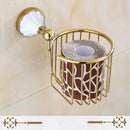 GobekUsa Gold & White Bathroom Accessories Set: Corner Shelf, Paper Holder, Towel Holder, Toilet Brush Holder, Towel Rack