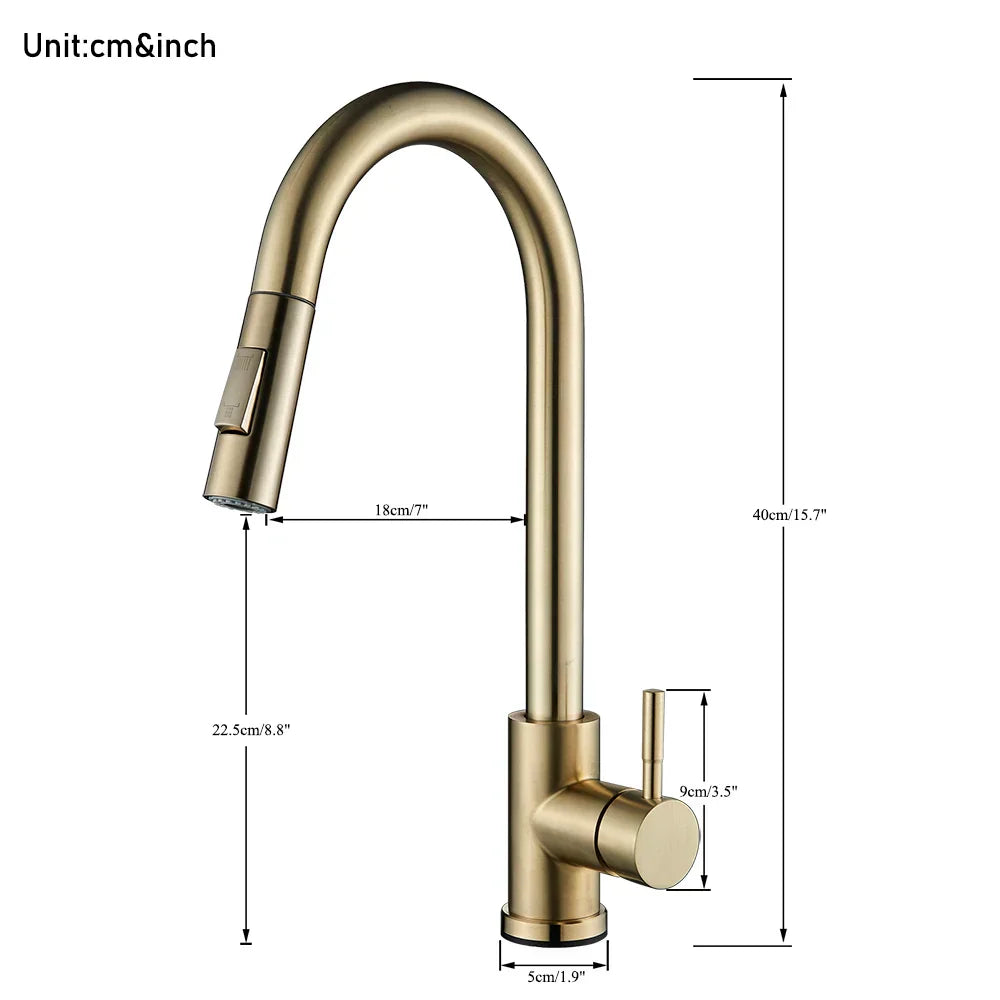 GobekUsa Gold Kitchen Faucet with Touch Sensor Control for Sensitive Mixer Experience, photo 5 of 17