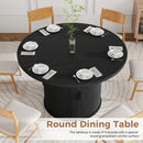 Solid Wood Convertible Dining Table with Sliding Door Storage — Black