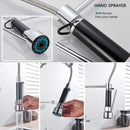 GobekUsa Black Wall-Mounted Kitchen Faucet with Swivel Spout and Dual Handles