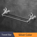 GobekUsa Double Towel Bars: Gold/Silver Bathroom Towel Rack Holder, Wall Mounted Brass