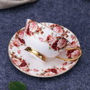 GobekUsa Elegant Floral Tea Set - 200ml Capacity Bone China Cup, Saucer, and Spoon