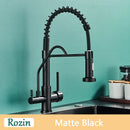 GobekUsa Black Pull Down Pure Water Kitchen Faucet Swivel Hot Cold Water Taps