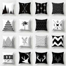 GobekUsa Black White Flocking Pillowcase 45*45cm Fashion Living Room Sofa Cushion