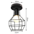 GobekUsa Iron Cage Ceiling Light Modern Nordic Retro Black Loft E27 Home Lighting