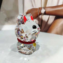 GobekUsa Crystal Lucky Cat Glass Figurine - Fengshui Home Decor & Paperweight
