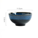 GobekUsa Japanese Blue Ceramic Tableware Set - Rice Bowl, Plate, Spoon, Udon Ramen Bowl, Soup Dish