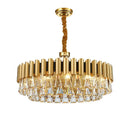GobekUsa Golden Stainless Steel Crystal Chandelier | LED Round Oval Lustre Fixture