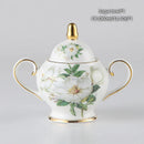 GobekUsa Camellia Bone China Tea & Coffee Set - Porcelain Teatime Pot, Cups, & Sugarpot