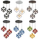 GobekUsa Geometric Cube Pendant Lights Trio Metal Shades Square Ceiling Lamps