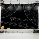 GobekUsa Interstellar Sky Map Constellations Tapestry- Black Galactic Wall Decor