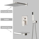 GobekUsa Brushed Nickel Shower System with Rain Shower Head for Wall Mounted Bathroom