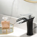GobekUsa Gold Waterfall Bathroom Basin Faucet, White Mixer Tap Hot Cold Sink Plugin