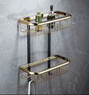 GobekUsa Gold & Black Corner Shelf: Brass Bathroom Shelves for Stylish Storage