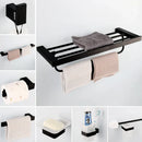 GobekUsa Black Matte Stainless Steel Bathroom Hardware Set: Paper Holder, Toothbrush Holder, Towel Bar & Accessories