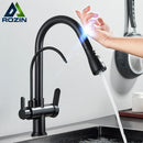 GobekUsa Black Dual Modes Kitchen Faucet 2 in 1 Pure Water Mixer Tap