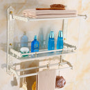 GobekUsa Aluminum Bath Hardware Set: Shelf, Towel Rack, Paper Holder, Brush Holder, Hooks