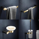 GobekUsa Gold & Black Bathroom Set - Shelf, Towel Rack, Holder, Brush Holder & More