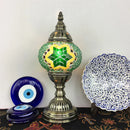 GobekUsa Colorful Mosaic Table Lamp, Handmade Stained Glass Lampshade