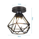 GobekUsa Iron Cage Ceiling Light Modern Nordic Retro Black Loft E27 Home Lighting