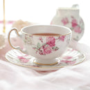 GobekUsa Bone China Tea Cup Set, Flowers Teacup & Snack Dish for Office Drinkware