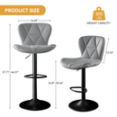Swivel Bar Stools Set of 2 — Height Adjustable PU Leather Counter Stools with Diamond Stitching