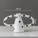 GobekUsa Ceramic Vase with Black and White Spots | Abstract Wave Point Design