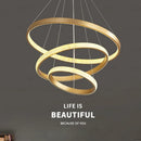 GobekUsa Gold Circle Chandelier Creative LED Lighting Modern Indoor Fixtures