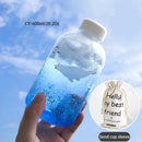GobekUsa Blue Glass Water Bottle 600ml Cute Polar Bear Seal Design Waterbottle