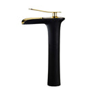 GobekUsa Gold Waterfall Bathroom Basin Faucet, White Mixer Tap Hot Cold Sink Plugin