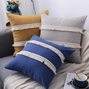 GobekUsa Boho Style Tassel Pillow Cover Set for Sofa Bed, Beige Grey Blue Yellow